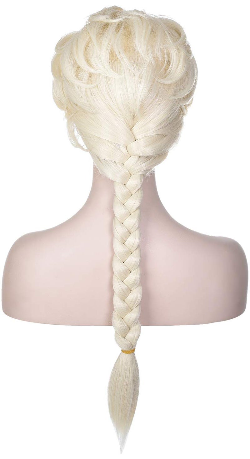 morvally Women Blonde Braided Ponytail Wig for Princess Cosplay Costume Halloween - Image 4